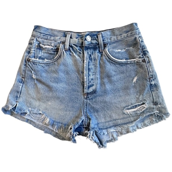 AGOLDE Jaden Hi Rise Short Cut Off Surreal Distressed Boho Whimsical 2" Wmn 25 - Picture 2 of 16
